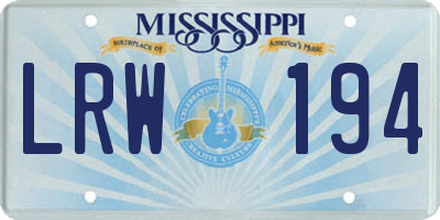 MS license plate LRW194