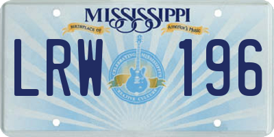 MS license plate LRW196