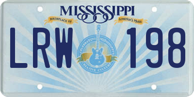 MS license plate LRW198