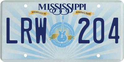 MS license plate LRW204