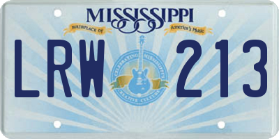 MS license plate LRW213