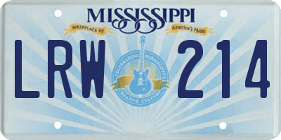 MS license plate LRW214