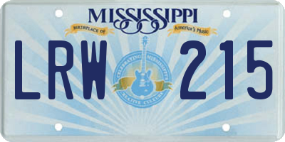 MS license plate LRW215