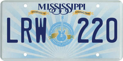 MS license plate LRW220