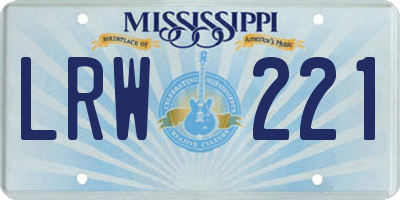 MS license plate LRW221