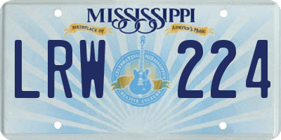 MS license plate LRW224