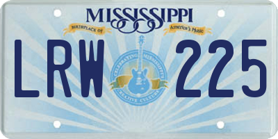 MS license plate LRW225