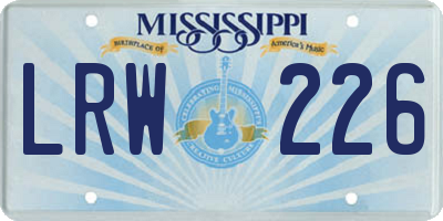 MS license plate LRW226