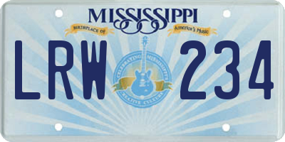 MS license plate LRW234