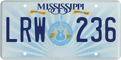 MS license plate LRW236
