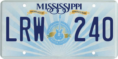 MS license plate LRW240