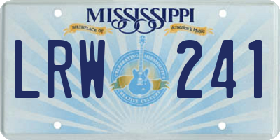 MS license plate LRW241
