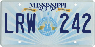 MS license plate LRW242