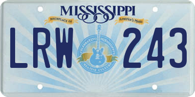 MS license plate LRW243