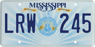 MS license plate LRW245