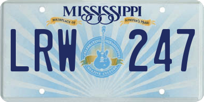 MS license plate LRW247