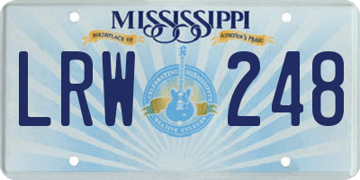 MS license plate LRW248