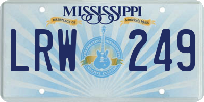 MS license plate LRW249