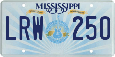 MS license plate LRW250
