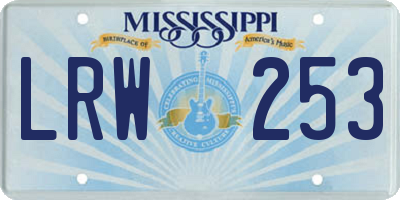 MS license plate LRW253