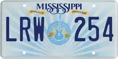 MS license plate LRW254