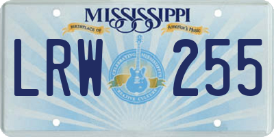 MS license plate LRW255