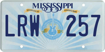 MS license plate LRW257