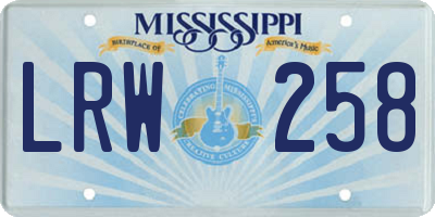 MS license plate LRW258