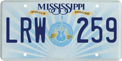 MS license plate LRW259