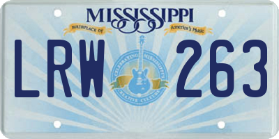 MS license plate LRW263