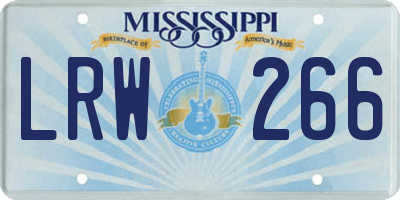 MS license plate LRW266