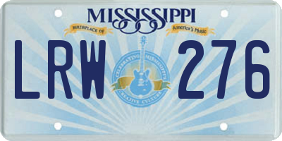 MS license plate LRW276