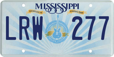 MS license plate LRW277