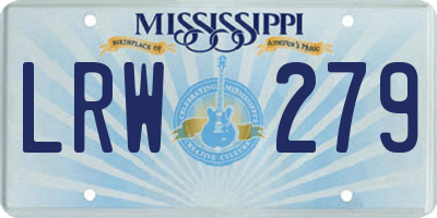 MS license plate LRW279