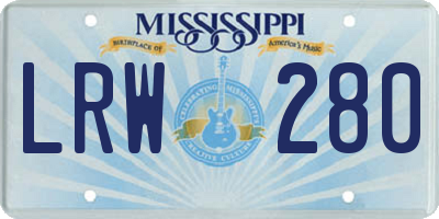 MS license plate LRW280