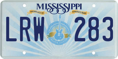 MS license plate LRW283