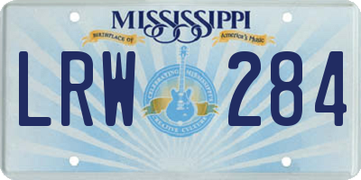 MS license plate LRW284