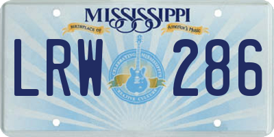 MS license plate LRW286