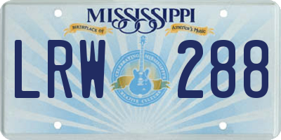 MS license plate LRW288