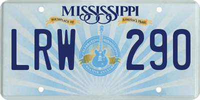 MS license plate LRW290