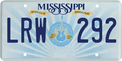 MS license plate LRW292