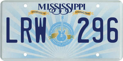 MS license plate LRW296