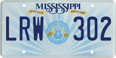 MS license plate LRW302