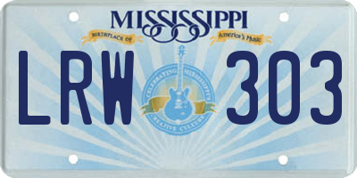 MS license plate LRW303