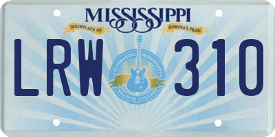 MS license plate LRW310