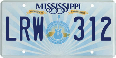 MS license plate LRW312