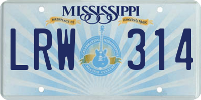 MS license plate LRW314
