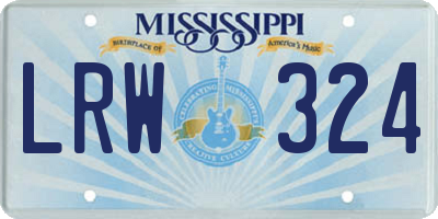MS license plate LRW324