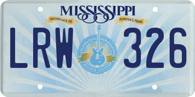 MS license plate LRW326