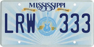 MS license plate LRW333